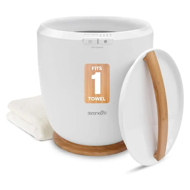 SereneLife Bucket Towel Warmer - 12L Capacity with Timer and Auto Shut-Off, Heats Towels, Robes, and More
