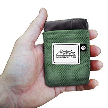 Matador Pocket Blanket 2.0 New Version, Picnic, Beach, Hiking, Camping. Water Resistant with Built-in Ground Stakes (Alpine Green)