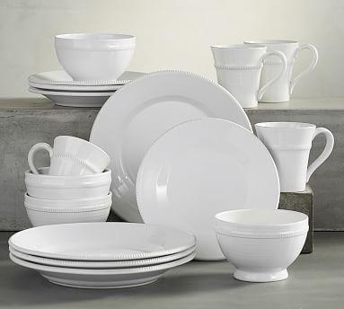 Gabriella 16-Piece Dinnerware Cereal Bowl Set, White