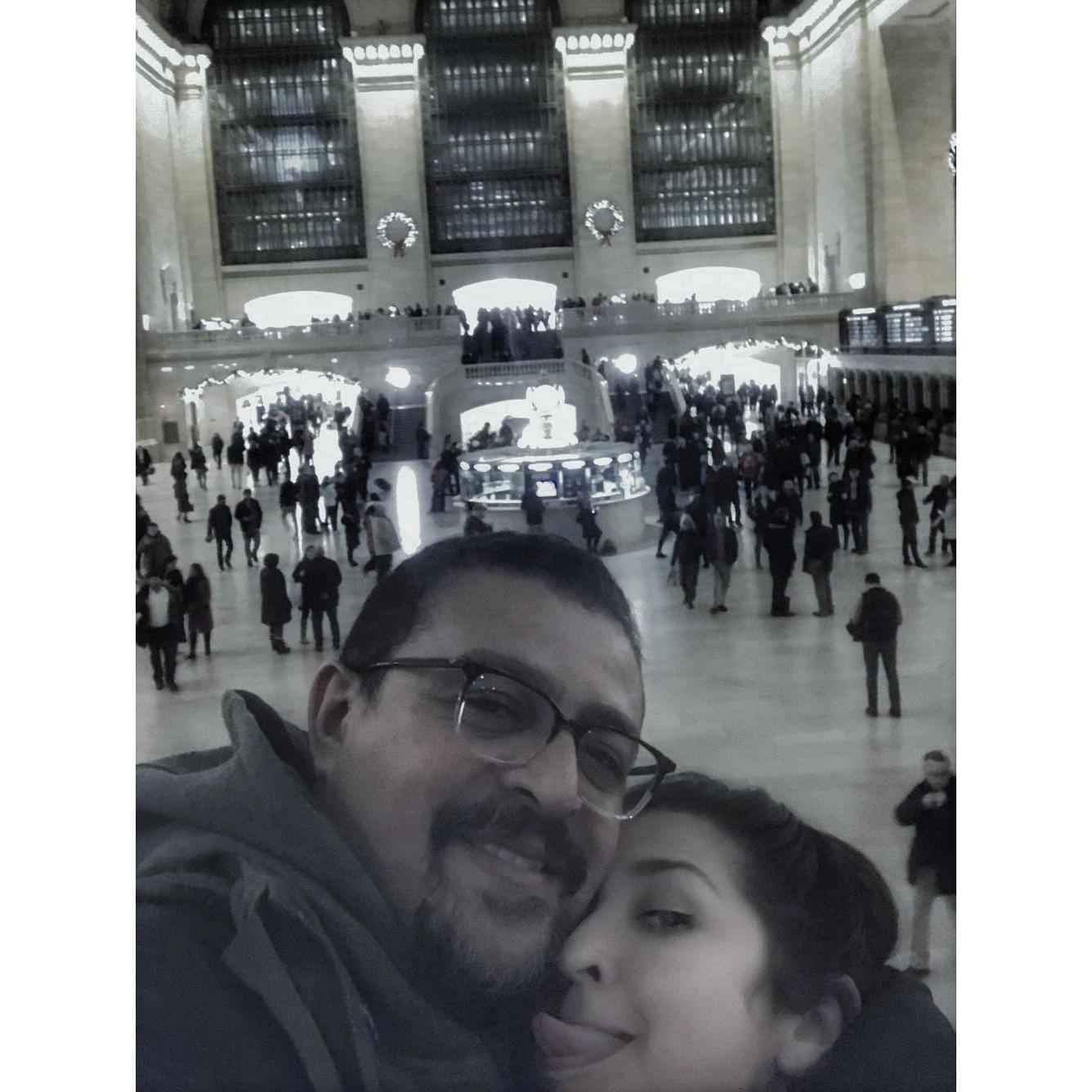 He asked at Grand Central Station, after yummy oysters and cocktails. :)