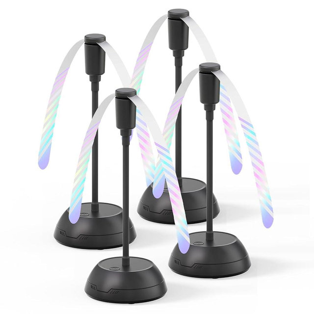 Edvision 4Pack Food Fan for Table, AA Battery Powered, Portable Fan with Flexible Gooseneck and Soft Blades, Soundless Table Fan for BBQ, Picnic, Party, Patio, Kitchen and Restaurants, Black