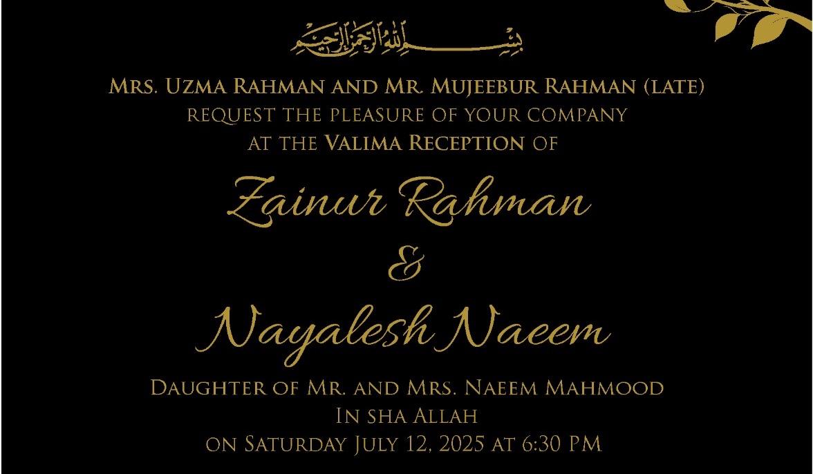 The Wedding Website of Nitalia Naeem and Muhammad Talal