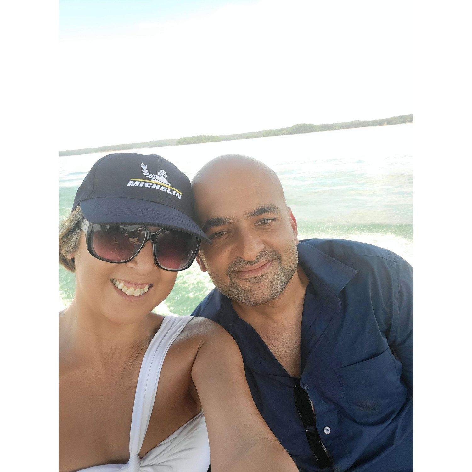 Our first time on a pontoon boat together.