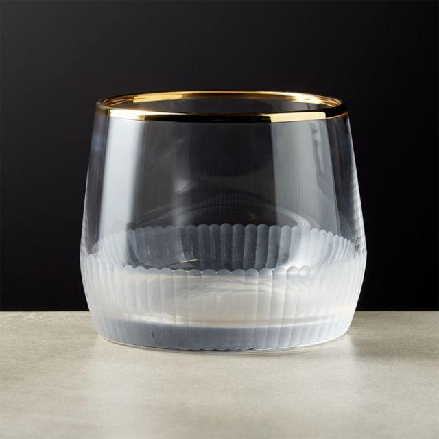Arabesque Gold Rimmed Double Old-Fashioned Glass