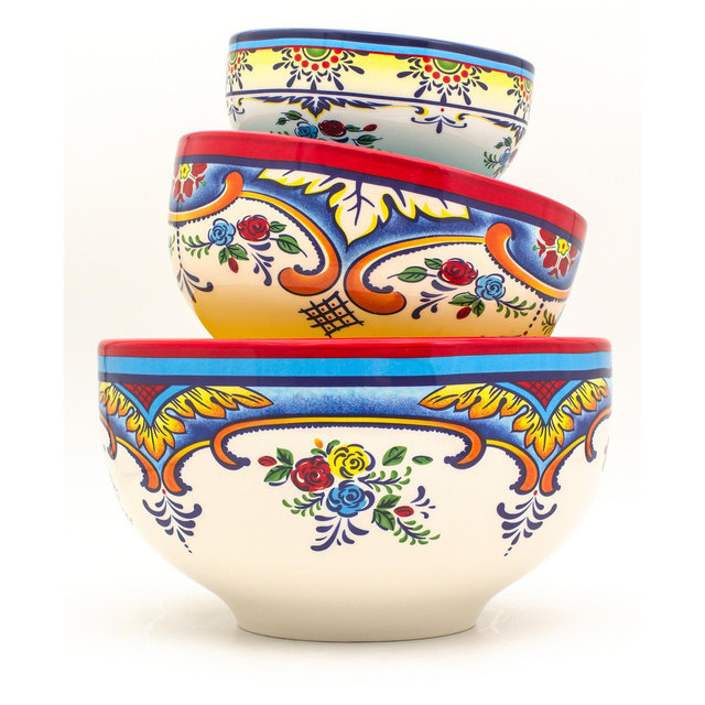 Euro Ceramica Zanzibar 3 Piece Mixing Bowl Set