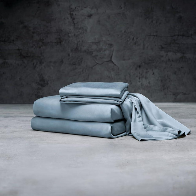 LUXOME Luxury Sheet Set | 100% Rayon (Viscose) from Bamboo | Queen Size - Surf | Deep Pockets | 4-Piece Set (Fitted, Flat, 2 Pillowcases)