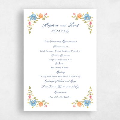 Multi-Colored Wedding Program - Flor