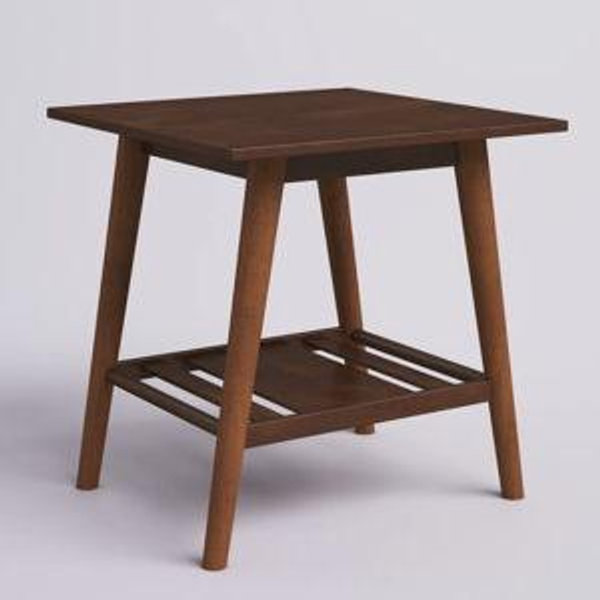 Aniek 22” Wood Square End Table with Shelf - Medium Yellow Brown