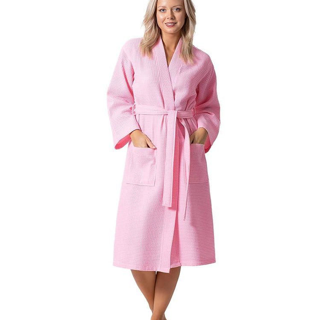 Turkish Linen Waffle Knit Lightweight Kimono Spa & Bath Robes for Women - Quick Dry - Soft