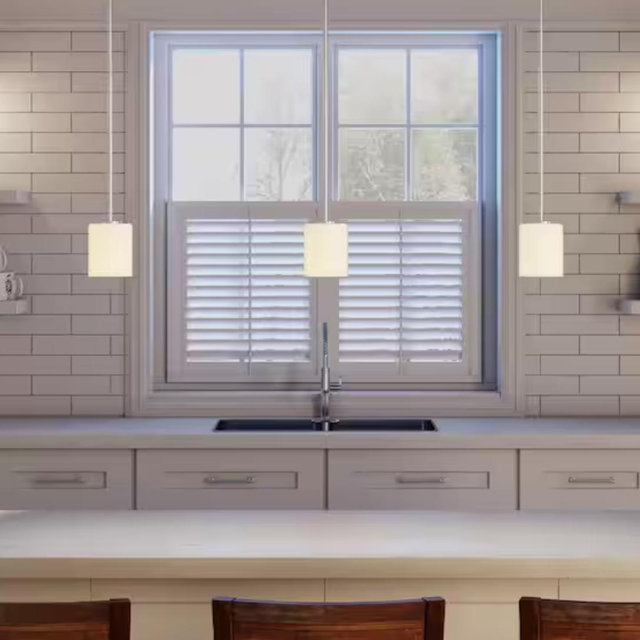 Progress Lighting Replay 1-Light Polished Nickel Mini Pendant with Etched White Glass P5170-104