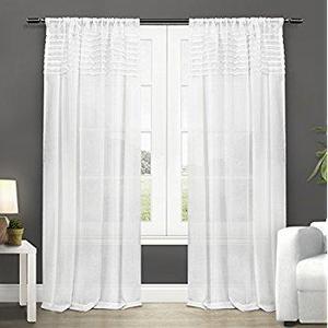White Curtains 108 Inches Long Natural Linen Blended Textured Sheer Curtains for Living Room/Bedroom Rod-Pocket Extra Long Panels, Set of 2, Total 104"W x 108" L