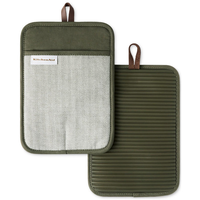 KitchenAid Design Series Herringbone Ribbed Soft Silicone 2-Pc. Pot Holder Set