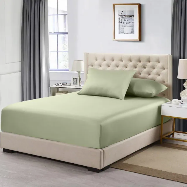 Egyptian Linens Cotton Fitted Sheet Only - Solid 600 Thread Count Sage King