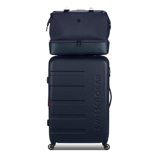 SwissGear 7366 Hardside Expandable Luggage with Spinner Wheels, Navy, 2-Piece Set (Weekender/27)
