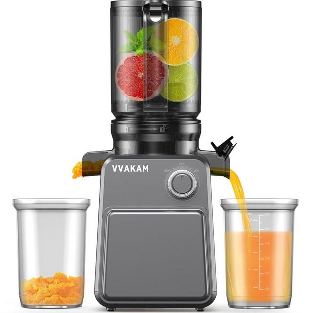 VVAKAM Cold Press Juicer, Masticating Juicer Machines Fit Whole Vegetables & Fruits, Slow Masticating Juicers with 4.35'' Large Feed Chute, Easy to Clean, High Juice Yield - 250W