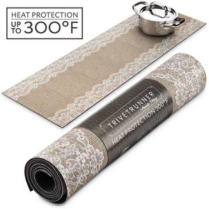 TRIVETRUNNER - Trivetrunner :Decorative Trivet and Kitchen Table Runners Handles Heat Up to 300F, Anti Slip, Hand Washable, and Convenient for Hot Dishes and Pots,Hand Washable (Jute and Lace)