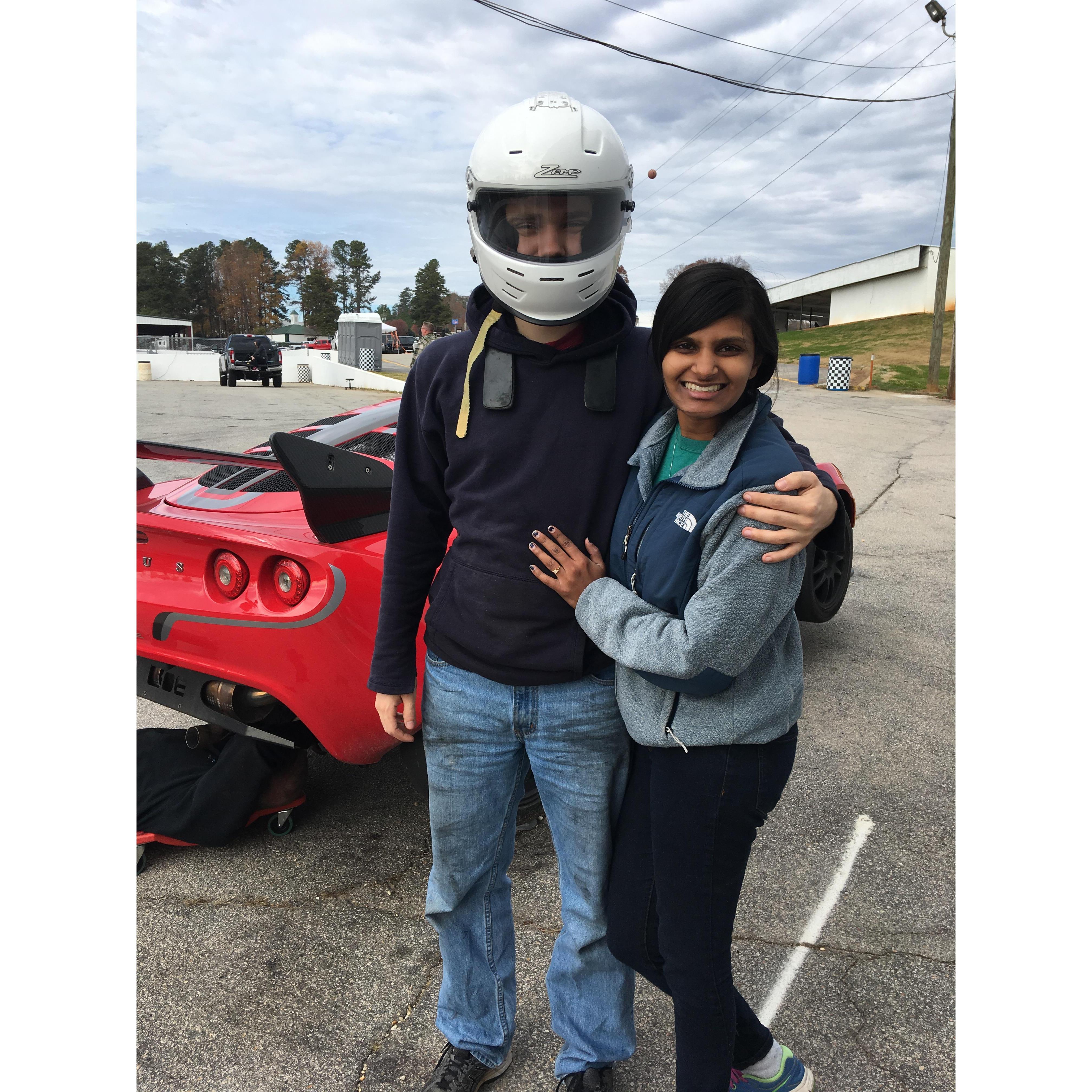 Racing fun at Road Atlanta - minutes before Anita got queasy after going 140 mph.