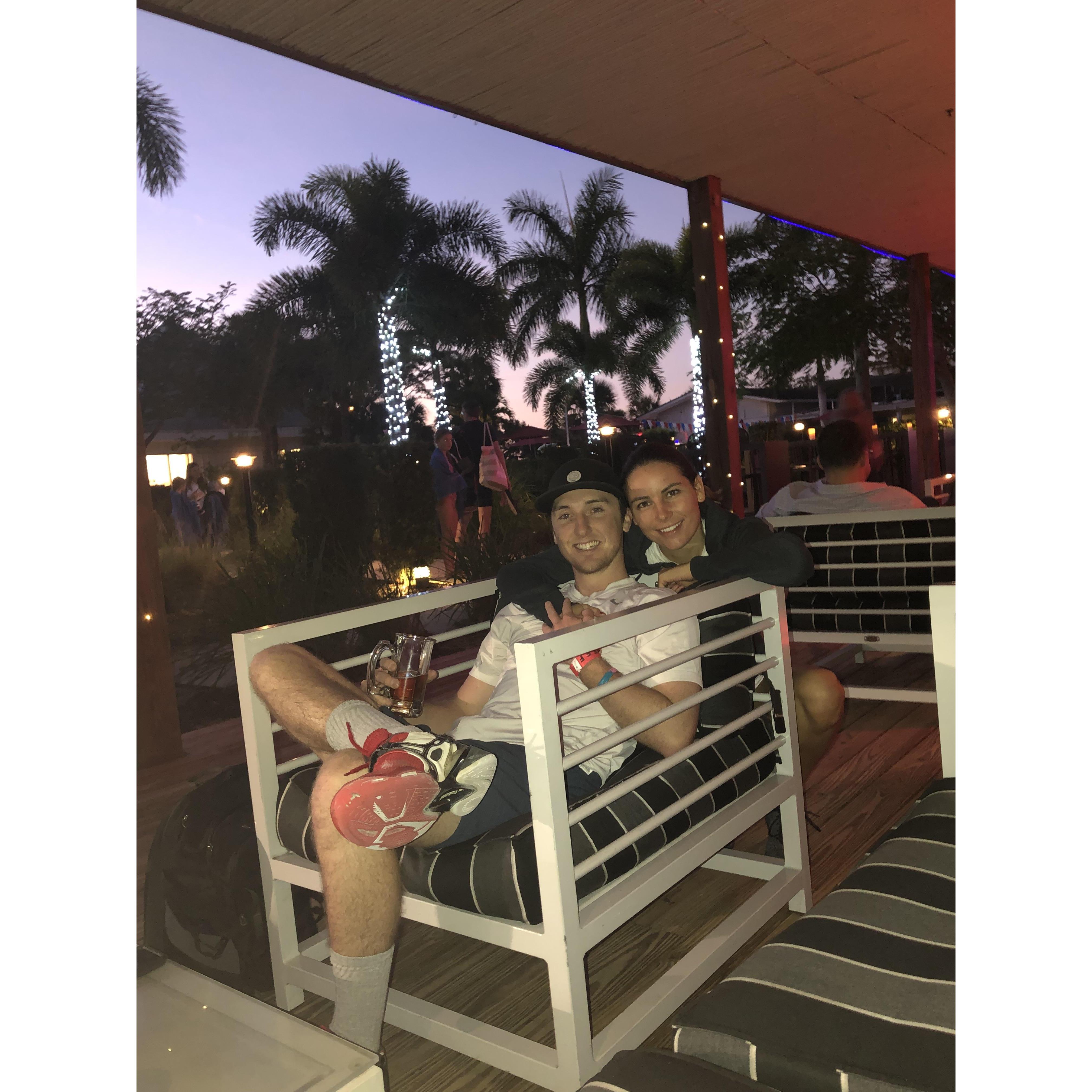 Pete joins Astrid and the Adriaens family for their first Club Med vacation together in Sandpiper Bay, Florida