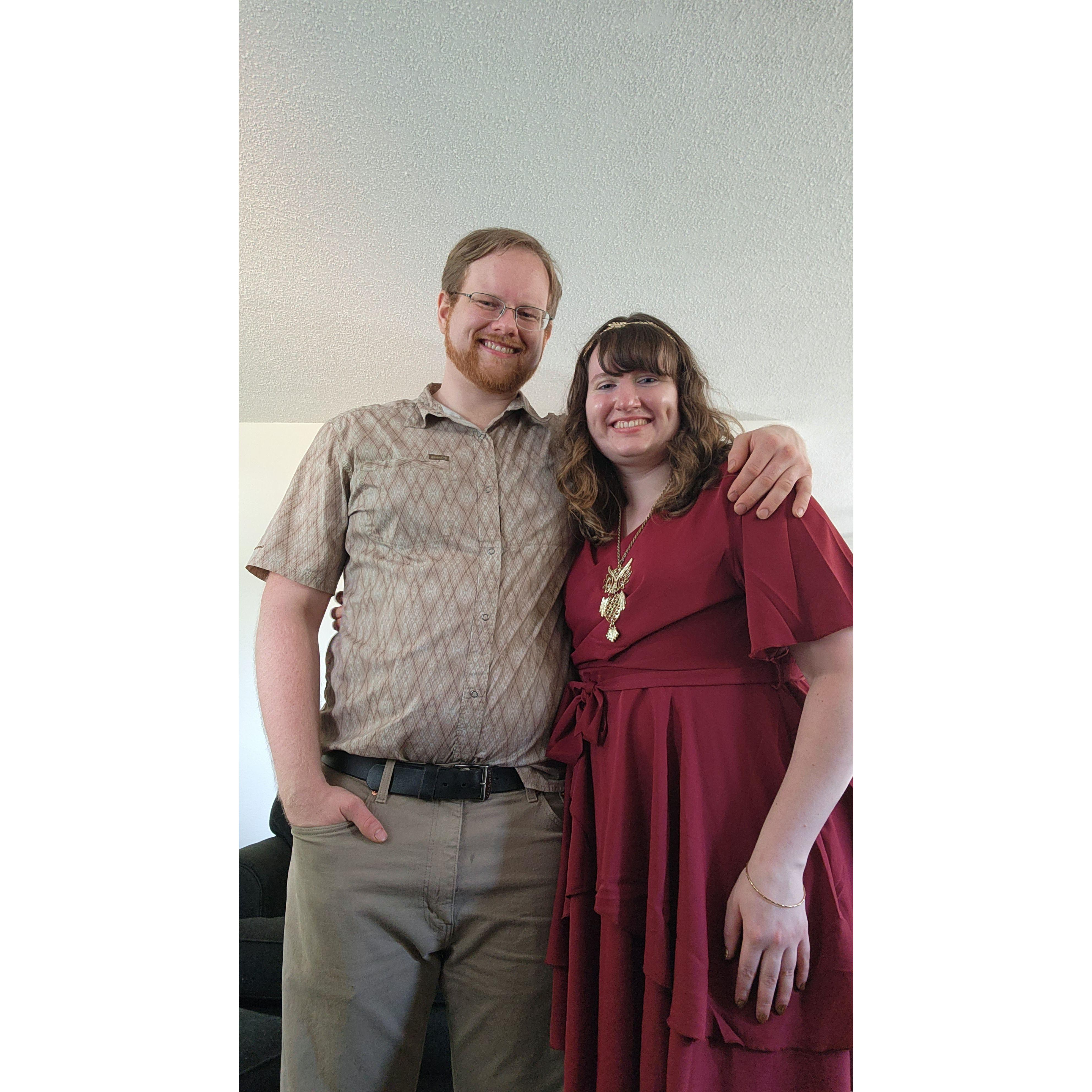 Dressed up as guests for another wedding.
