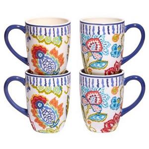 Product description page - Certified International® San Marino by Joyce Shelton Ceramic Mugs 22oz Blue - Set of 4