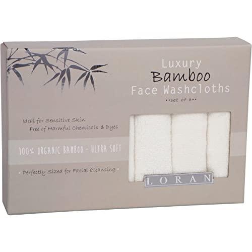 Luxury Bamboo Facial Washcloths, Set of 6, white, 10''x10''