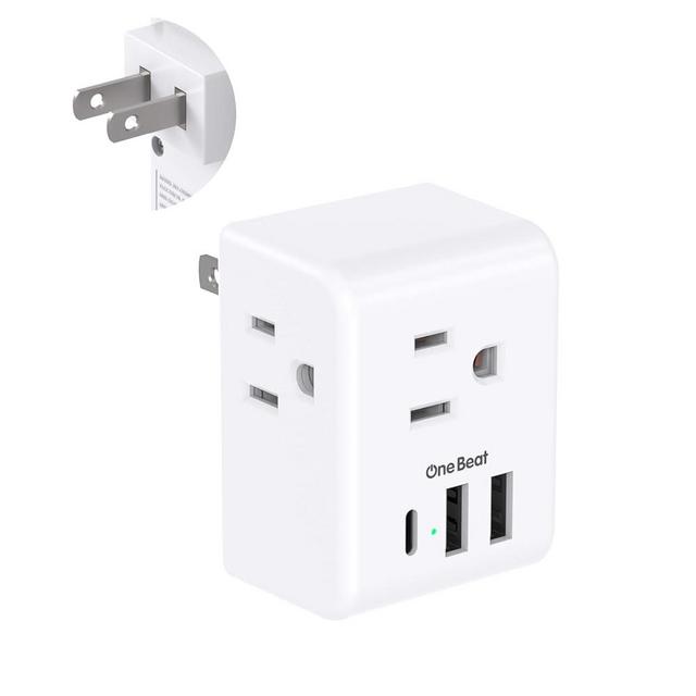 US to Japan Plug Adapter - One Beat Japan Power Travel Adapter with 3 Outlets 3 USB Ports(2 USB C), 2 Prong to 3 Prong Outlet Adapter, Type A Plug Adapter for USA to Japanese Philippines China Canada