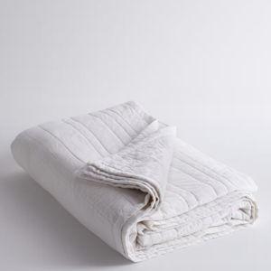 Organic Cotton Stripe Stitch Quilt King in White