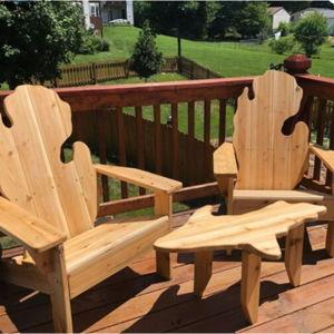 SAVE on Cedar Michigan Adirondack Set – 2 Michigan Adirondack Chairs 1 UP Table