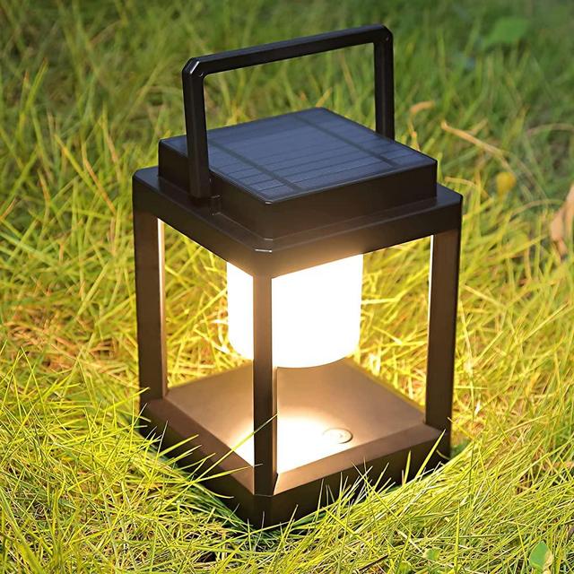 LETRY Outdoor Table Lamp,35W 3000K 3-Level Brightness LED Nightstand Lantern,Portable Rechargeable Solar Lamp IP44 Waterproof,Touch Control Outdoor Cordless Lantern for Patio/Walking/Reading/Camping