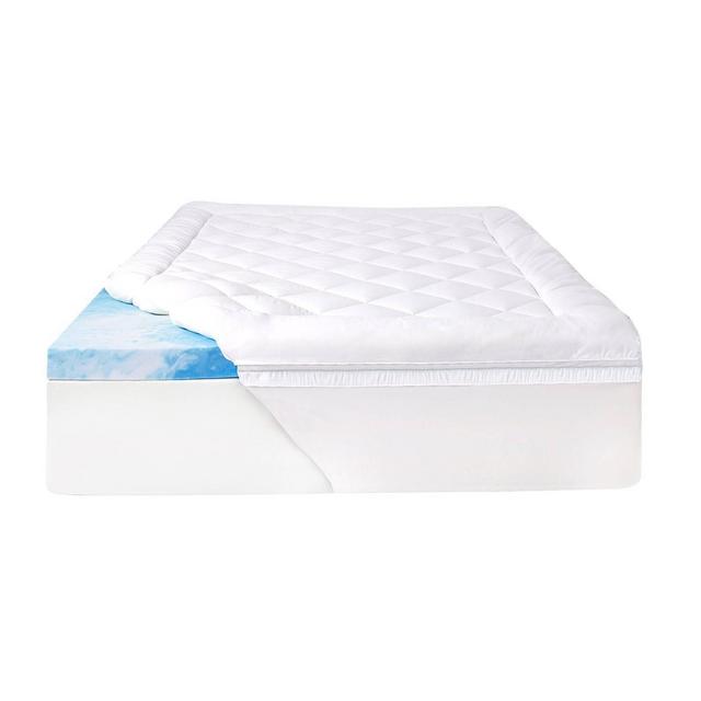3+1 Queen Memory Foam Mattress Topper with Fiber Fill Cover - Sealy