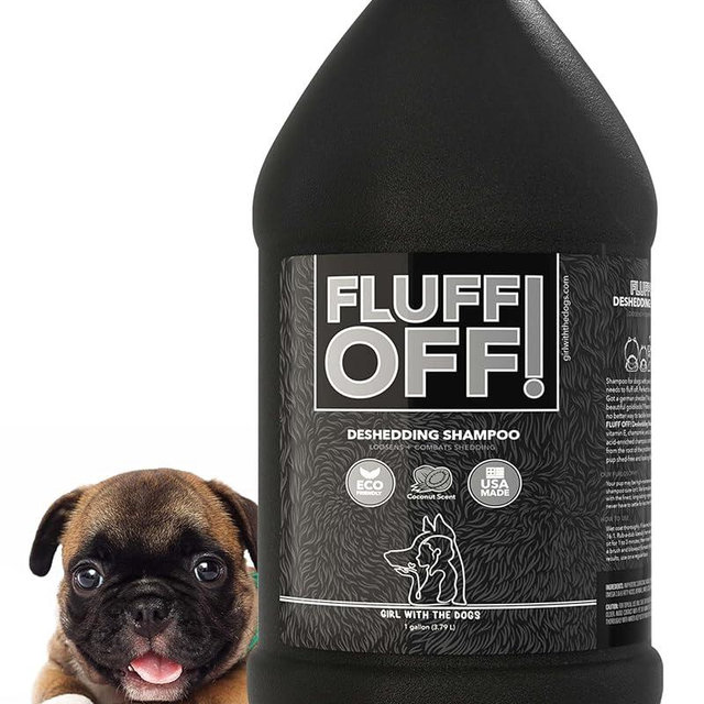 Fluff Off! by Girl With The Dogs, Natural Deshedding Dog & Cat Shampoo, 1 Gal, Made in USA, 8 Wks+