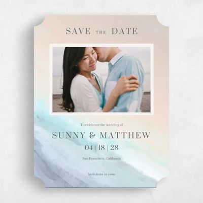 Purple Ticket Wedding Save the Date - Chelan Photo