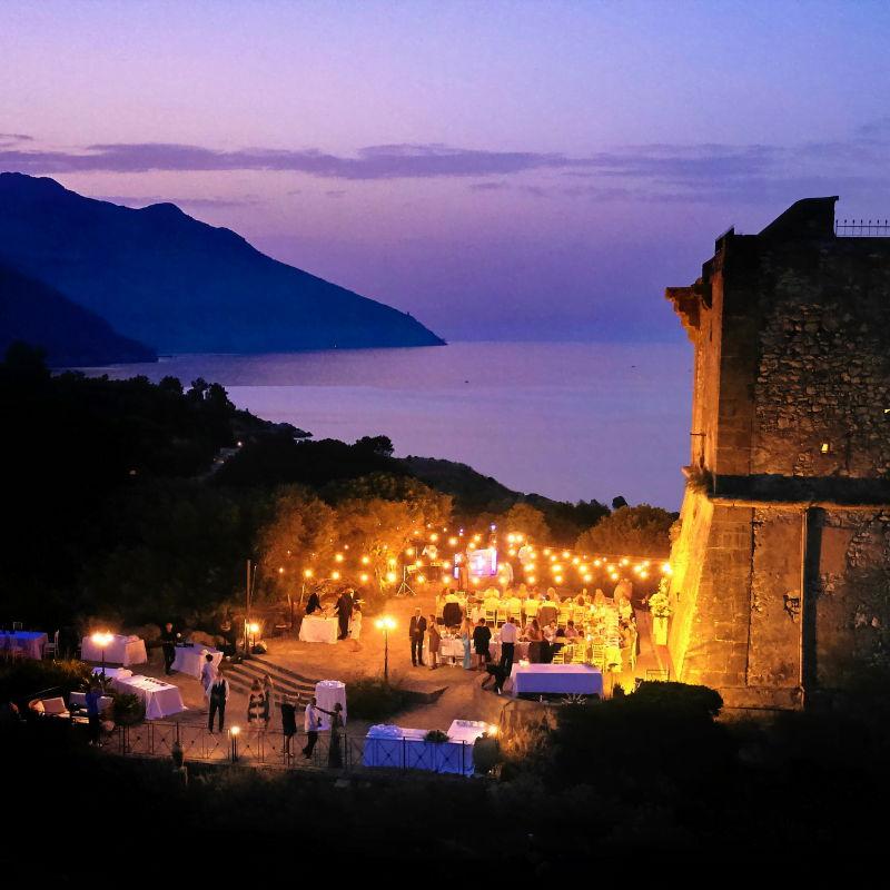 The venue at night