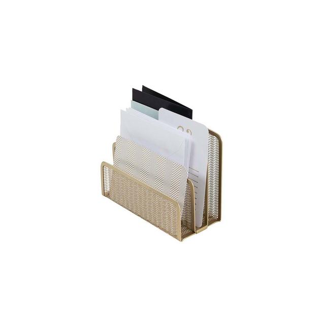 Blu Monaco Gold Mail Organizer for Desk - Mail Holder Countertop - Gold Metal Mesh Letter Sorter & Envelope Holder