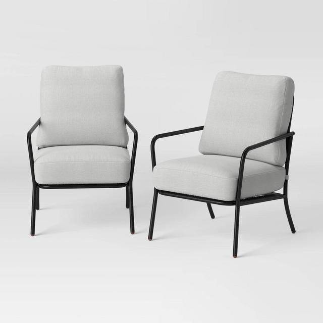 2pk Metal Mesh Patio Club Chairs with Double Cushions - Room Essentials™
