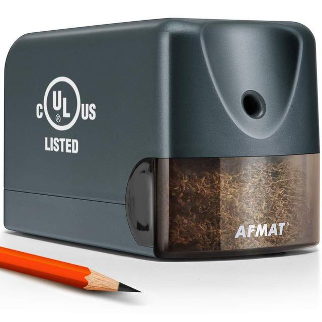 AFMAT Electric Pencil Sharpener Heavy Duty, Classroom Pencil Sharpener for 6.5-8mm No.2/Colored Pencils, UL Listed Professional Pencil Sharpener w/Stronger Helical Blade, Gray
