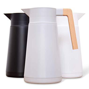 Large Thermal Coffee Carafe - Stainless Steel, Double Walled Thermal Pots For Coffee and Teas by Hastings Collective - Gray, Vacuum Carafes With Removable Tea Infuser and Strainer | 68 Oz.