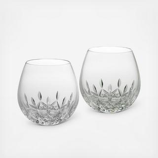 Lismore Nouveau Stemless Light Red Wine Glass, Set of 2
