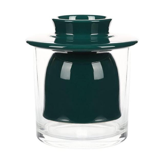 Mariki Ceramic Butter Crock, Butter Dish, French Glass Butter Crock with lid Water Seal Butter keeper Porcelain Cover for Fresh Soft Butter, Butter Bell Crock,Table Butter Holder, Big Capacity.（Green）