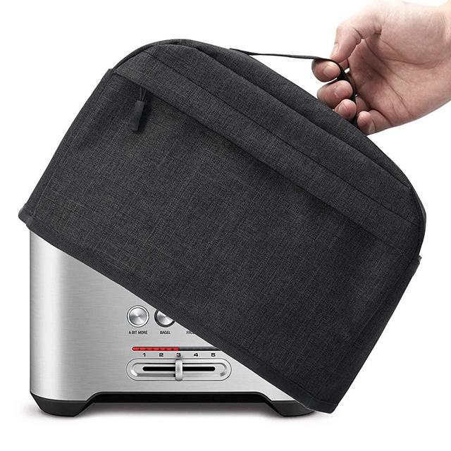BGD-DG 2 Slice Toaster Cover with Zipper & Open Pockets Kitchen Small Appliance Cover with Handle, Dust and Fingerprint Protection, Machine Washable, Black