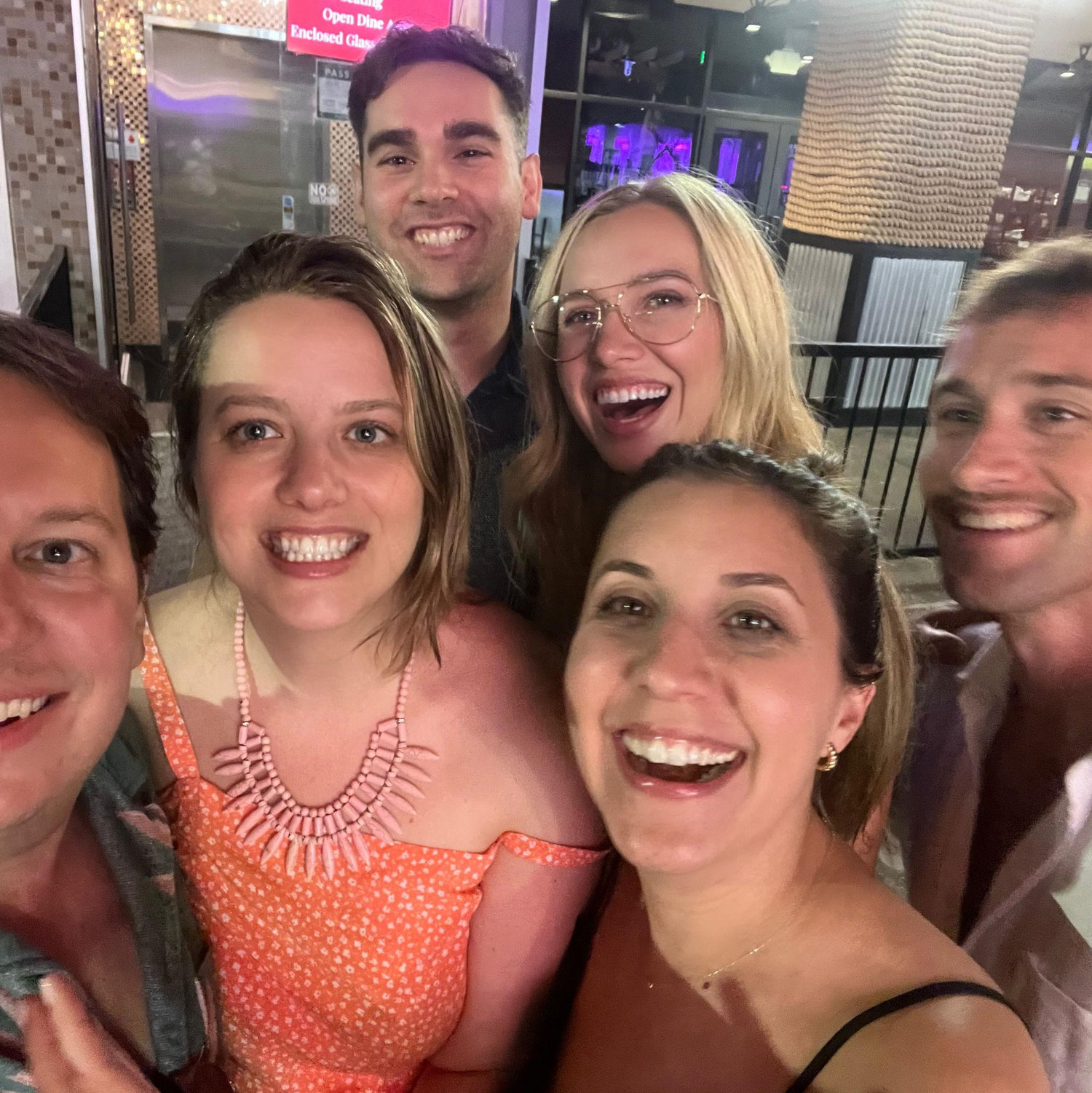 Post-karaoke for Ty's birthday with Palmer, MC, Ryan, and Rachel