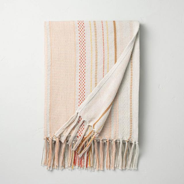 Variegated Stripes Summer Fringe Throw Pink/Yellow - Hearth & Hand™ with Magnolia
