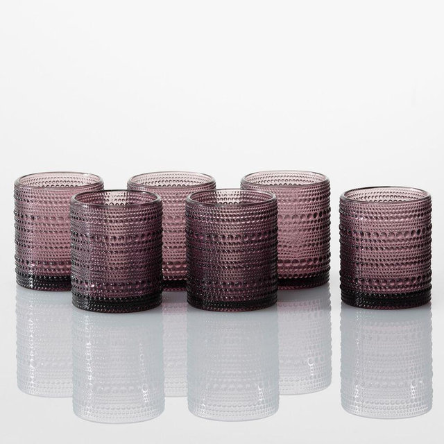 Jupiter Beaded Short Drinking Glasses, 10 oz., Set of 6 - Purple