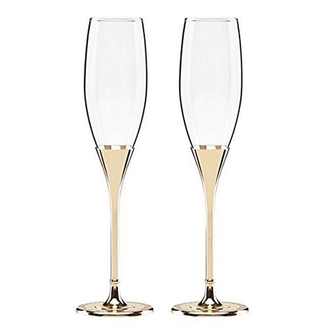 Kate Spade New York Simply Sparkling Gold Champagne Toasting Flute Pair, Crystal and Gold-Plated Metal