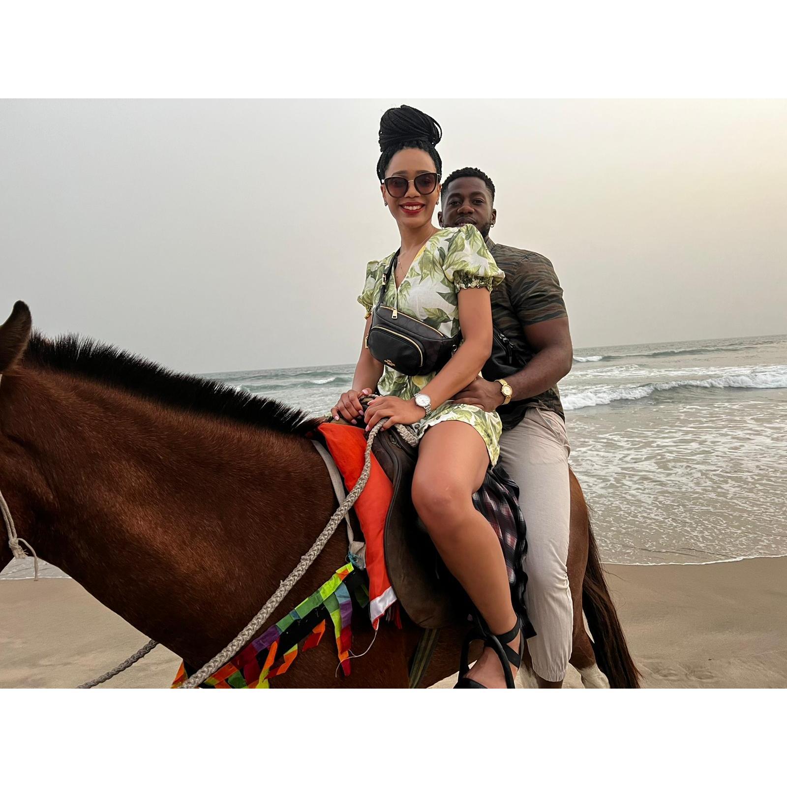 Horseback riding at Lombadi Beach, in Ghana