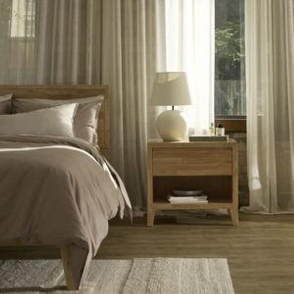 Nara Nightstand Natural Rubberwood - Silk & Snow