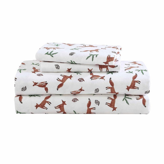 Eddie Bauer- Full Sheet Set, Warm Breathable Cotton Flannel Bedding with Deep Pockets, Brushed for Extra Softness, Cozy Home Decor, Oeko-Tex Certified (Fox Trail Orange, Full)