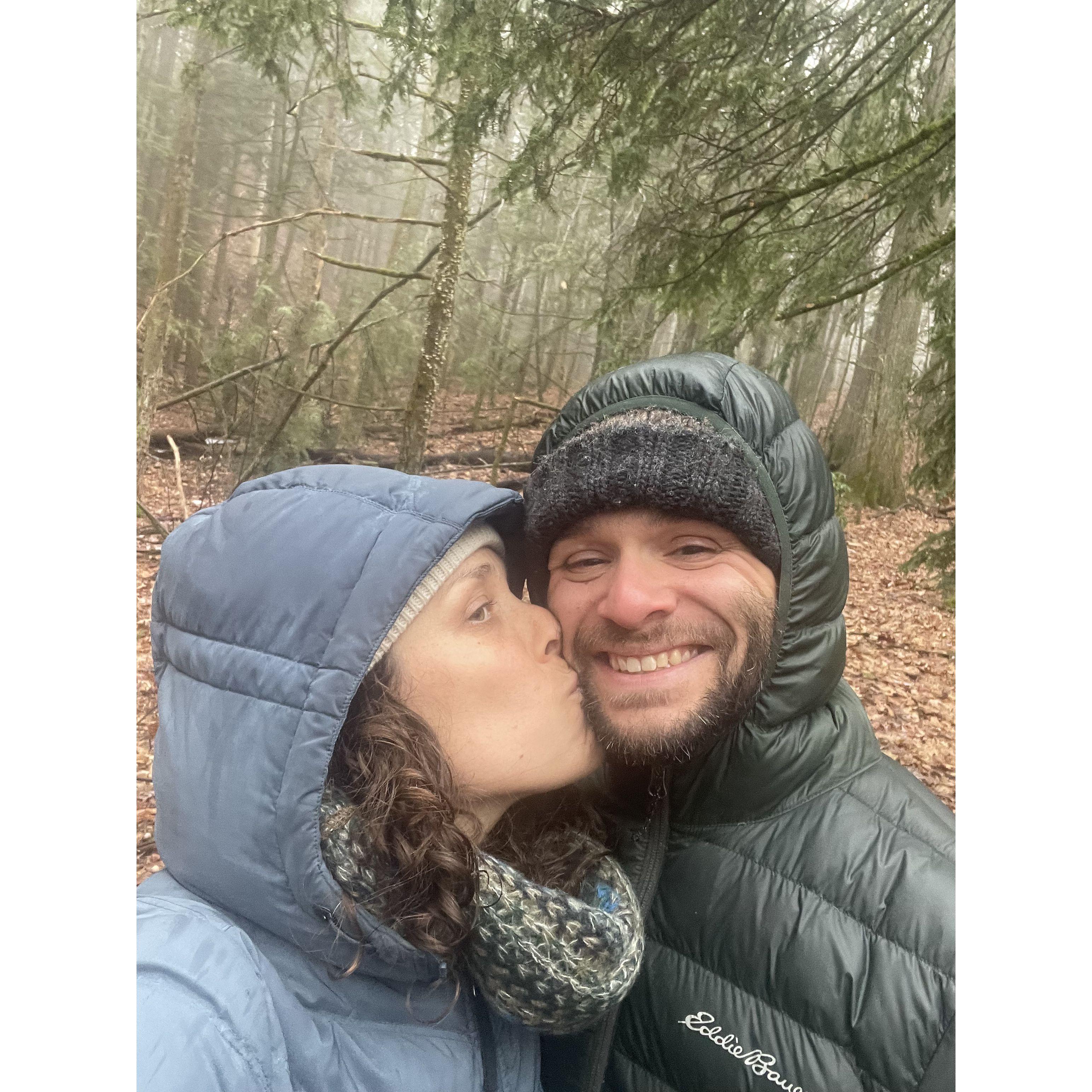 Hiking in Sheldrick Forest Preserve in Southwestern NH.
