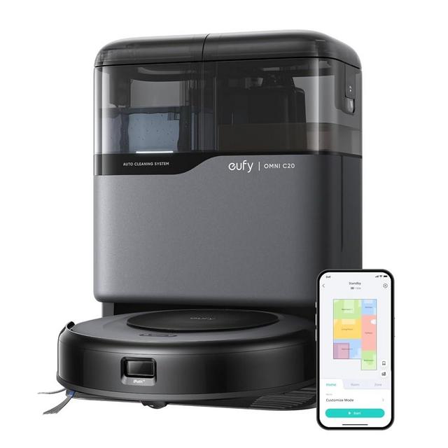 eufy Robot Vacuum Omni C20 with All-in-One Station, Auto Emptying, Mop Washing and Drying for Hands-Free Cleaning, 3.35-Inch Ultra-Slim Body, 7,000 Pa Powerful Suction, Robot Vacuum and Mop Combo