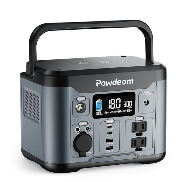 300W Portable Power Station, Powdeom 296Wh Power Bank with AC Outlet, Solar Generator Laptop Charger, Battery Backup Power Supply for Camping, Outdoors, Home Emergency Outage